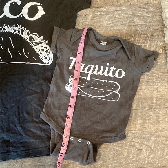 Rabbit Skins Black Short Sleeve Tees with Taco Designs NWOT Mommy & Baby set - Picture 5 of 8